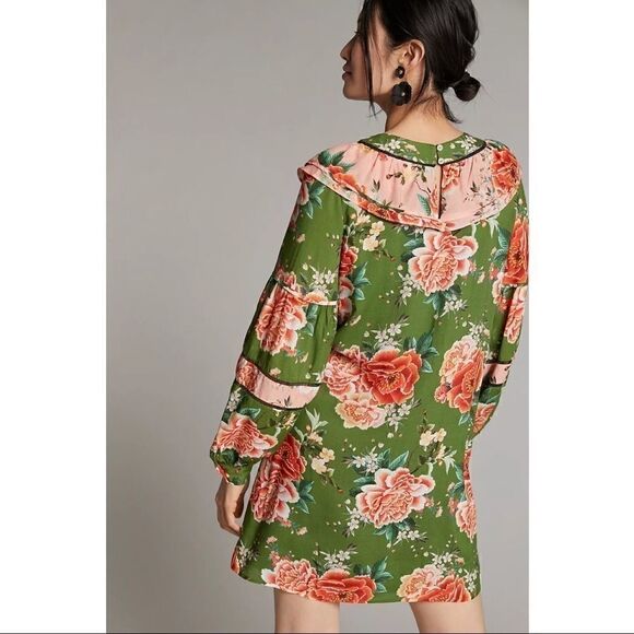 NEW Anthropologie Farm Rio Elinor Ruffle Floral Tunic Dress Small Medium Plus 2X - Picture 4 of 7